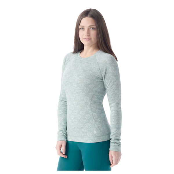 Smartwool Classic Thermal Base Layer Crew Pattern Green Snowflake