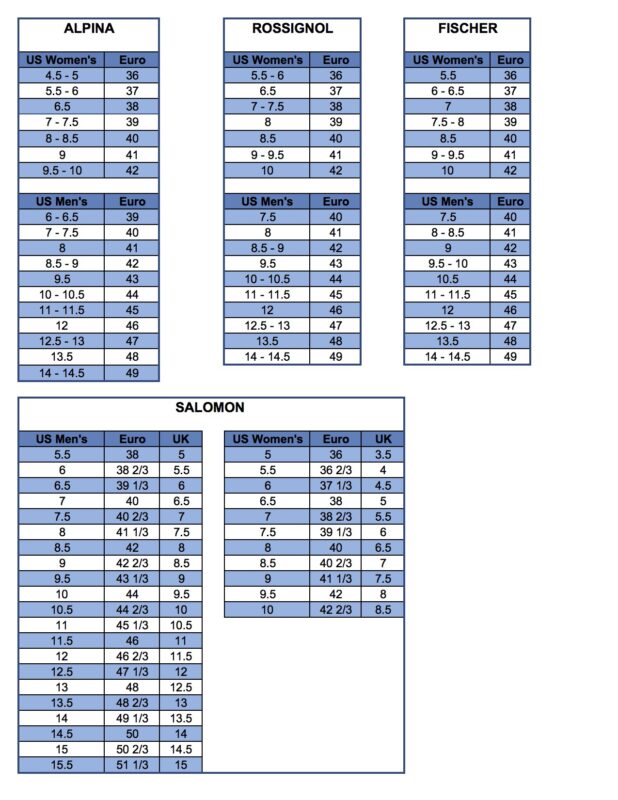 Boot Sizing Chart 2023